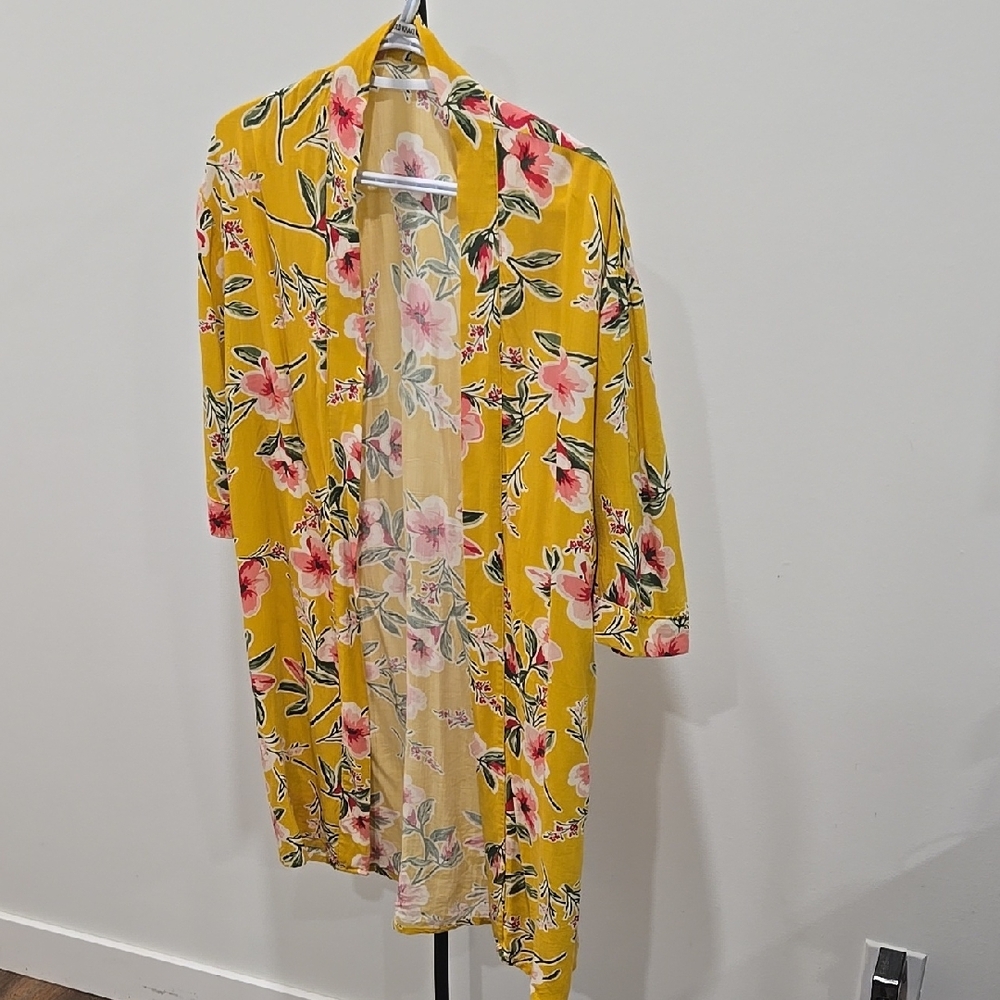 Floral Yellow Kimono Cardigan